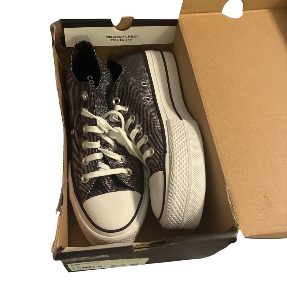 NWT IN BOX CONVERSE CHUCK TAYLOR ALL STARS METALLIC LIFT SNEAKERS SIZE 7 - Picture 3 of 14